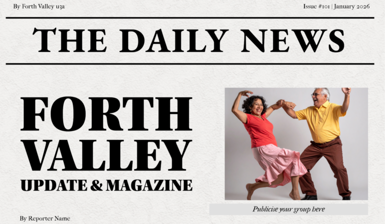 Image of pretend newspaper for Forth Valley u3a