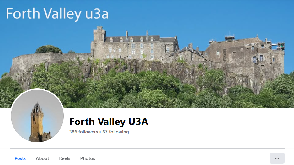 Image of Forth Valley u3a Facebook page which is a link to our Facebook page